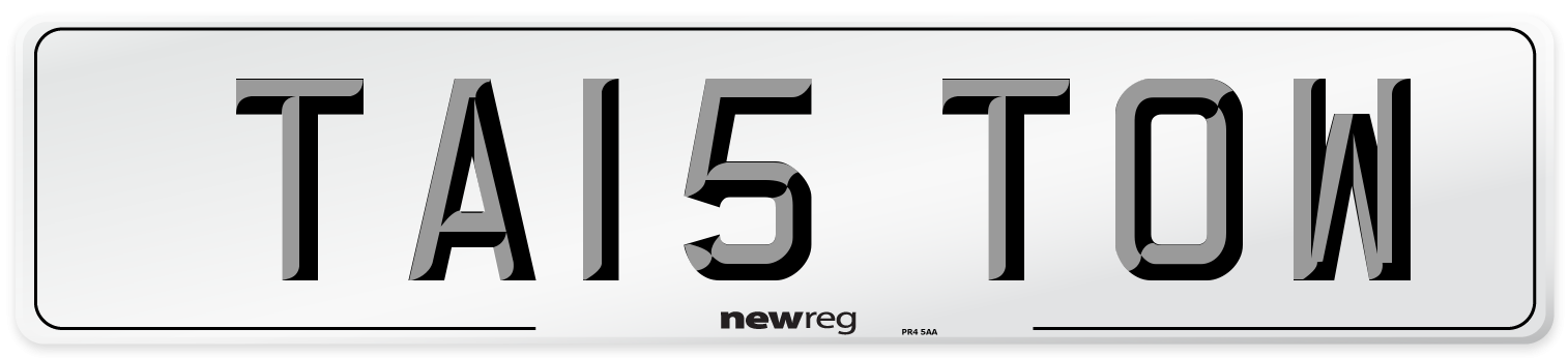 TA15 TOW Number Plate from New Reg